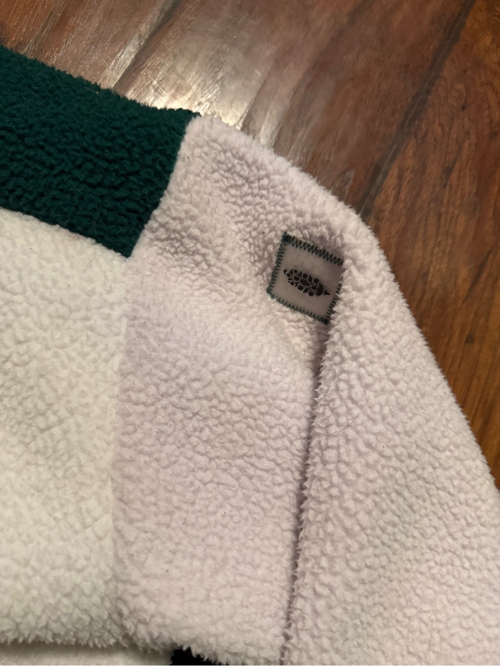 Free People Green & White Sherpa Zip Hoodie - Picture 3 of 6